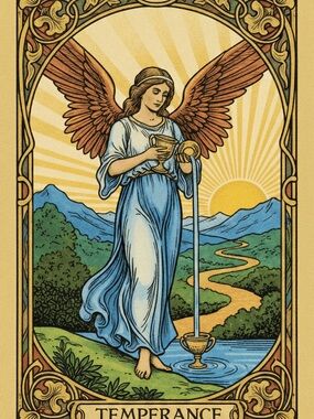 Temperance Angel sublimation ready to press – Blue, Brown, Yellow